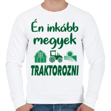 PRINTFASHION Én inkább megyek traktorozni - Férfi pulóver - Fehér