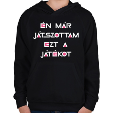 PRINTFASHION Én már játszottam ezt a játékot-Squid game - Gyerek kapucnis pulóver - Fekete