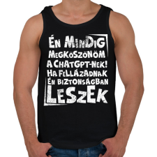 PRINTFASHION Én mindig megköszönöm - Férfi atléta - Fekete atléta, trikó