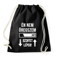 PRINTFASHION Én nem öregszem, Szintet lépek - Fehér - Sportzsák, Tornazsák - Fekete tornazsák