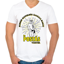 PRINTFASHION Én postás vagyok - Férfi V-nyakú póló - Fehér férfi póló