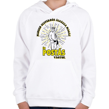 PRINTFASHION Én postás vagyok - Gyerek kapucnis pulóver - Fehér gyerek pulóver, kardigán