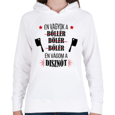 PRINTFASHION Én vágom a disznót - Női kapucnis pulóver - Fehér