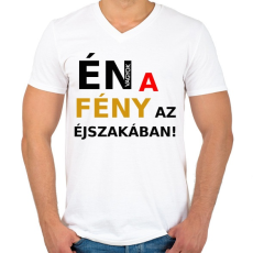 PRINTFASHION ÉN VAGYOK A FÉNY AZ ÉJSZAKÁBAN2 - Férfi V-nyakú póló - Fehér
