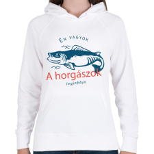 PRINTFASHION Én vagyok a horgászok legjobbja - Női kapucnis pulóver - Fehér női pulóver, kardigán