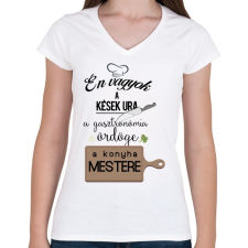 PRINTFASHION Én vagyok a kések ura. - Női V-nyakú póló - Fehér női póló