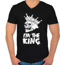 PRINTFASHION Én vagyok a király - Férfi V-nyakú póló - Fekete férfi póló