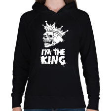 PRINTFASHION Én vagyok a király - Női kapucnis pulóver - Fekete női pulóver, kardigán