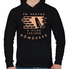 PRINTFASHION Én vagyok a világ legjobb kőművese - Világos - Férfi kapucnis pulóver - Fekete