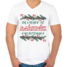 PRINTFASHION Én vagyok az ajándék - Férfi V-nyakú póló - Fehér férfi póló