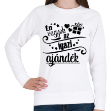 PRINTFASHION Én vagyok az igazi ajándék - Női pulóver - Fehér női pulóver, kardigán