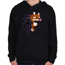 PRINTFASHION Enderman rókával - Gyerek kapucnis pulóver - Fekete