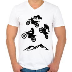 PRINTFASHION enduro - Férfi V-nyakú póló - Fehér