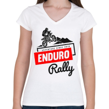 PRINTFASHION Enduro - Női V-nyakú póló - Fehér női póló