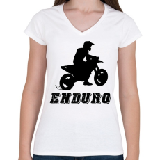 PRINTFASHION Enduro  - Női V-nyakú póló - Fehér