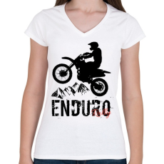 PRINTFASHION Enduro  - Női V-nyakú póló - Fehér