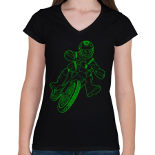 PRINTFASHION Enduro  - Női V-nyakú póló - Fekete női póló