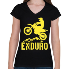 PRINTFASHION Enduro  - Női V-nyakú póló - Fekete női póló
