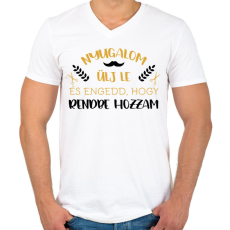 PRINTFASHION Engedd, hogy rendbe hozzam - Férfi V-nyakú póló - Fehér