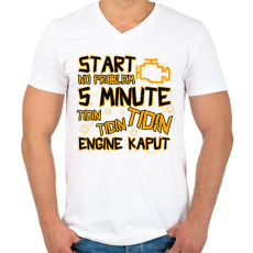 PRINTFASHION Engine kaput - Férfi V-nyakú póló - Fehér