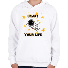 PRINTFASHION Enjoy your life - Gyerek kapucnis pulóver - Fehér gyerek pulóver, kardigán