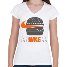 PRINTFASHION EnNIKEll - Női V-nyakú póló - Fehér