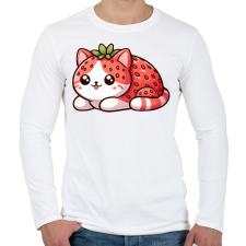 PRINTFASHION Eper cica - Férfi hosszú ujjú póló - Fehér férfi póló