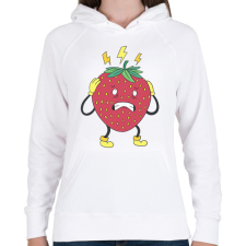 PRINTFASHION Eper - Női kapucnis pulóver - Fehér női pulóver, kardigán