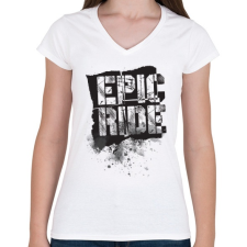 PRINTFASHION Epic Ride - fekete - Női V-nyakú póló - Fehér női póló