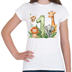 PRINTFASHION Erdei állatok 1 éves  - Női póló - Fehér