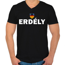 PRINTFASHION ERDÉLY - Férfi V-nyakú póló - Fekete férfi póló