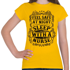 PRINTFASHION Érezd magad biztonságban éjszaka, aludj nővérrel!  - Női póló - Sárga