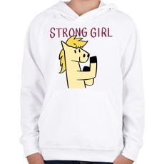 PRINTFASHION Erős csajszi - Gyerek kapucnis pulóver - Fehér