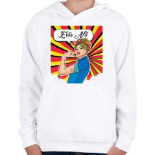 PRINTFASHION Erős nő - Gyerek kapucnis pulóver - Fehér gyerek pulóver, kardigán