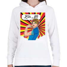 PRINTFASHION Erős nő - Női kapucnis pulóver - Fehér női pulóver, kardigán