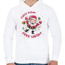 PRINTFASHION Erre vártam - Férfi kapucnis pulóver - Fehér férfi pulóver, kardigán