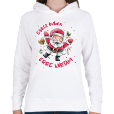PRINTFASHION Erre vártam - Női kapucnis pulóver - Fehér női pulóver, kardigán