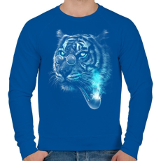 PRINTFASHION Értelmiségi tigris - Férfi pulóver - Királykék