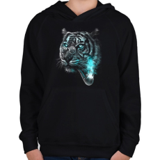 PRINTFASHION Értelmiségi tigris - Gyerek kapucnis pulóver - Fekete