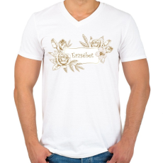 PRINTFASHION Erzsébet - Férfi V-nyakú póló - Fehér