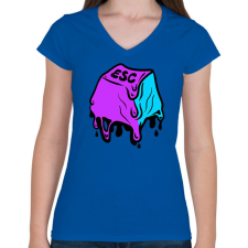 PRINTFASHION ESC olvadás - graffiti - Női V-nyakú póló - Királykék női póló