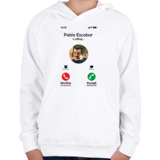PRINTFASHION Escobar calling - Gyerek kapucnis pulóver - Fehér