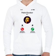 PRINTFASHION Escobar magyar - Férfi kapucnis pulóver - Fehér