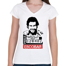 PRINTFASHION Escobar - Női V-nyakú póló - Fehér