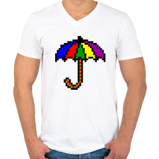 PRINTFASHION Esernyő pixel - Férfi V-nyakú póló - Fehér férfi póló