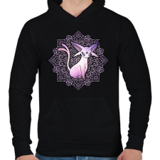 PRINTFASHION Espeon - Férfi kapucnis pulóver - Fekete férfi pulóver, kardigán