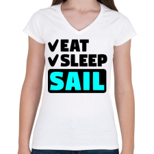 PRINTFASHION ESS - Női V-nyakú póló - Fehér női póló