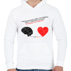 PRINTFASHION Ész és szív - Férfi kapucnis pulóver - Fehér