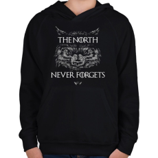 PRINTFASHION Észak nem felejt - Gyerek kapucnis pulóver - Fekete