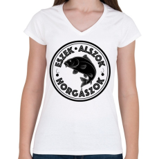 PRINTFASHION EszekAlszokHorgaszok-05 - Női V-nyakú póló - Fehér